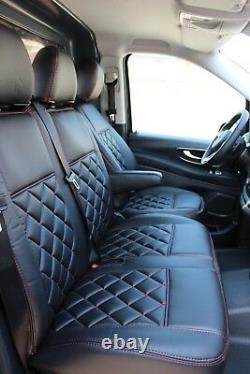 Sitzbezüge passend für Mercedes Sprinter W906 VW Crafter Kunstleder Rote Naht